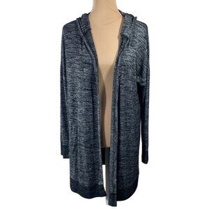 Gap Lounge Cardigan Sweater Size M Medium Hood Open Front Marled Grey